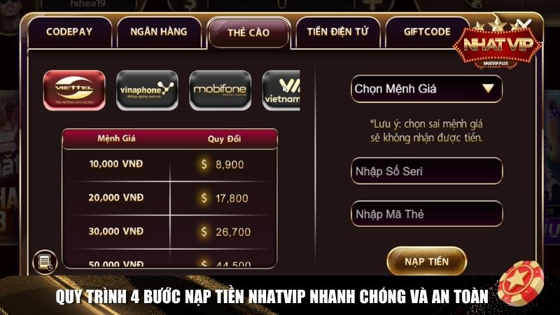 quy trinh nap tien Quy trình nạp tiền Nhatvip nhanh chóng và an toàn